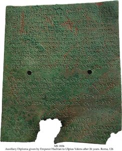 auxiliary-diploma-given-by-emperor-hadrian-to-ulpius-valens-ms-1836