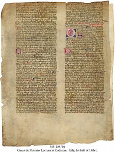 Cinus de Pistorio: Codicem | MS 209/04