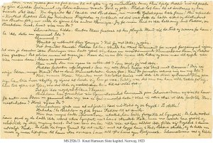 Knut Hamsum Handwritten Chapter Draft & Letter | MS 2526/3