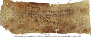 MUMMY FUNERARY INSCRIPTION OF THE PRIEST OF MITHRAS | MS 247