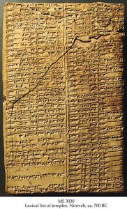 List of Temples (Niniveh) | MS 3030